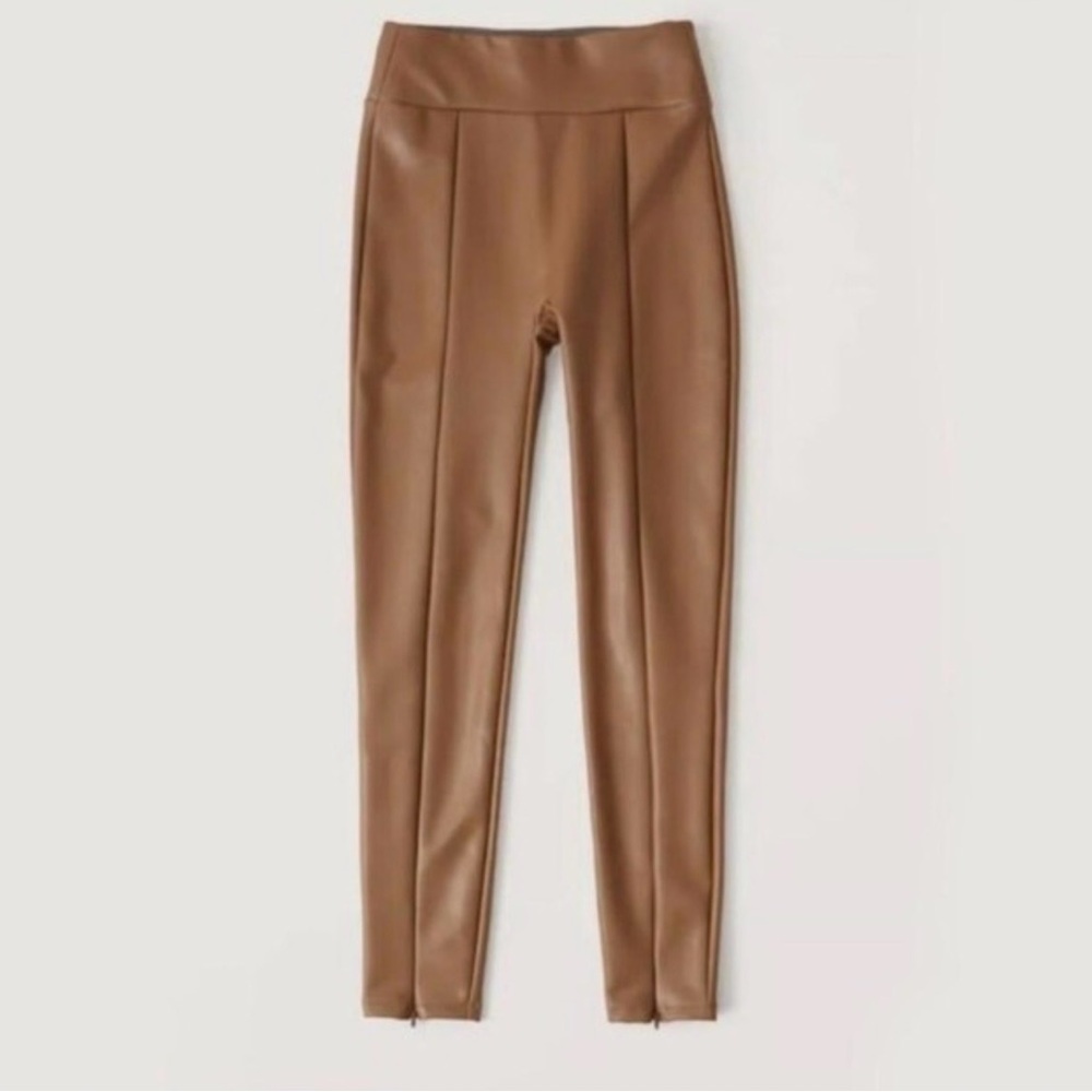 AF Faux Leather High-Waist Leggings in Caramel